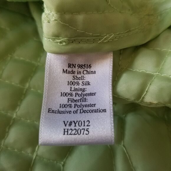 Coldwater Creek Women's Silk Quilted Jacket Size Small Button Up Green - Picture 7 of 7
